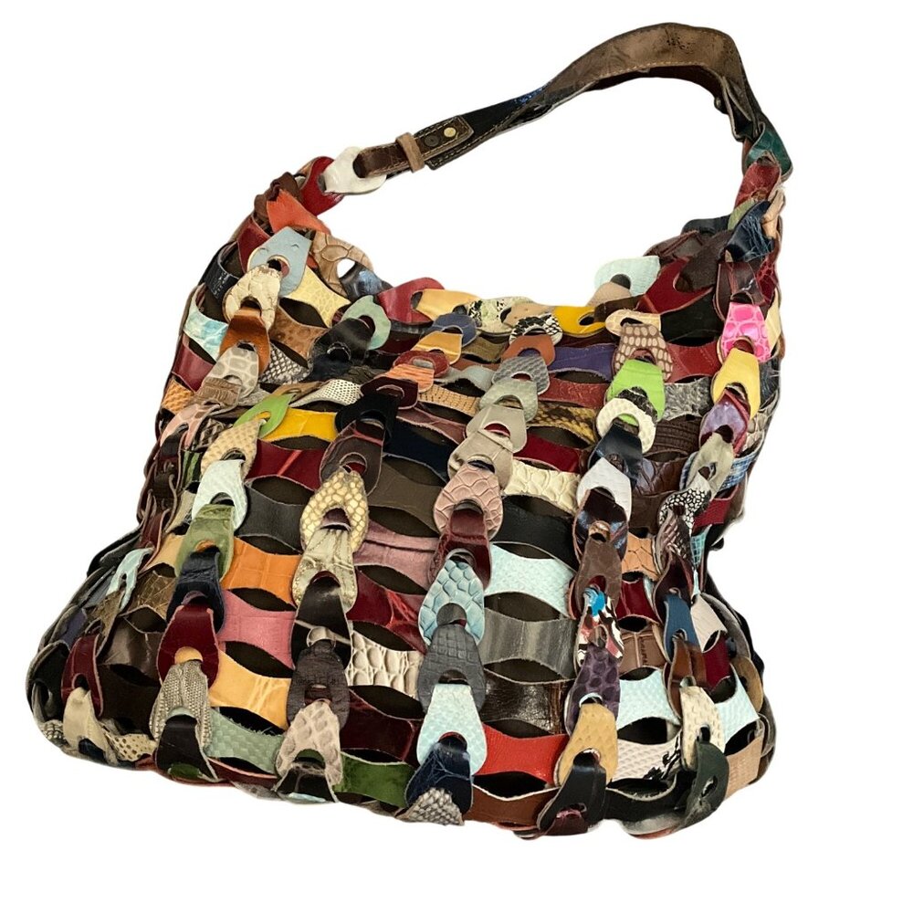 Multicolor Woven Hobo Bag